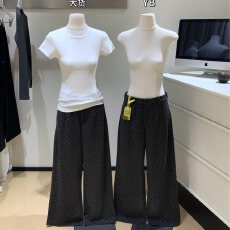 批发蘑糯糯同款  【<b class='q'>秋</b>冬厚度】深灰色花花长裤 5009-0907-20