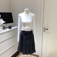 批发cookadaily人鱼 羊毛呢百褶两穿设计感气质通勤半身中长裙裤