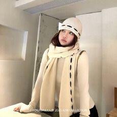 cookadaily人鱼 纯羊毛香家典藏氛围感撞色围巾时尚百搭帽子组