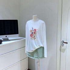 批发XINGHERD煋合花卉微透宽松<b class='q'>长袖</b>女<b class='q'>t</b><b class='q'>恤</b>莱赛尔凉感薄款防晒罩衫上衣
