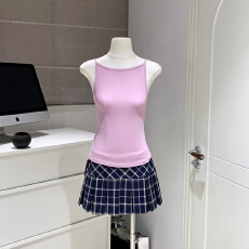 批发蘑糯糯同款 粉格纹/绿格纹美式低腰复古格纹<b class='q'>百褶</b>辣妹短裙2026秋季