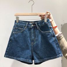 批发牛仔<b class='q'>短裤</b>女2026夏日新款宽松阔腿裤高腰显瘦薄款复古蓝A字热裤女