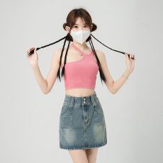 批发辣妹水洗复古牛仔半身裙裤女装<b class='q'>夏</b>季a字半裙高腰小个子包臀短裙子