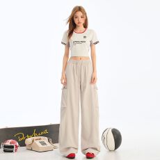批发工装裤女春夏美式伞兵高腰宽松速干爵士舞运动户外束脚阔腿<b class='q'>休闲</b>裤