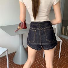 批发A字版型低腰牛仔裙A字裙 显瘦百搭修身洋气热裤短裤裙