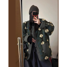 批发韩系时尚印花宽松羊羔毛外套女2025<b class='q'>秋</b>冬季新款双面穿慵懒显瘦外套