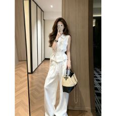 批发时尚马甲套装女气质2026夏<b class='q'>薄</b>款休闲通勤无袖<b class='q'>夹克</b>阔腿裤正装两件套