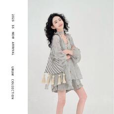 批发夏季新款宽松两件套气质休闲慵懒风外穿小众通勤上衣+短裤女