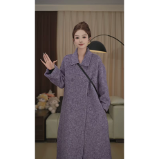 韩版小个子羊毛呢大衣女长款宽松显瘦通勤气质秋冬毛呢外套