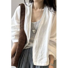 批发2026韩版东大门早春高级感苎麻开衫外套法式轻奢长袖<b class='q'>衬衫</b>上衣