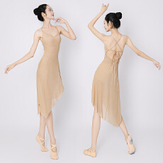 批发吊带网纱性感爵士舞蹈练功复古气质红开叉不规则露背<b class='q'>演出服</b>连衣裙