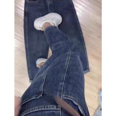 批发加绒加厚牛仔裤女秋冬胖mm梨形身材高腰时尚显瘦老爹<b class='q'>哈伦</b>九分裤子