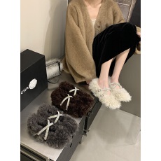 批发爆款毛毛水钻加绒保暖单鞋内增高轻奢巨美圆头可爱交叉带玛丽珍女