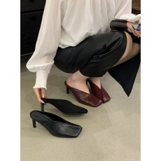 气质欧货！穆勒包头拖鞋女外穿方头一脚蹬懒人鱼嘴高跟后空凉鞋