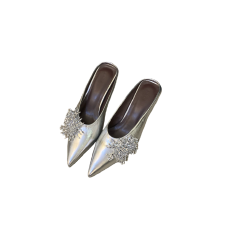 批发包头半拖鞋女2026新款鞋子<b class='q'>春</b>季女鞋尖头穆勒鞋外穿坡跟凉拖高跟鞋