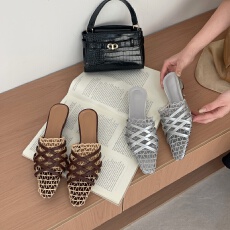 度假风·网面透气半拖鞋女外穿一脚蹬包头拖鞋2026新款穆勒鞋粗跟