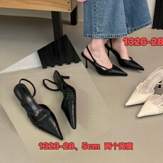 式简约细跟尖头后绑带时装凉鞋优雅时尚风气质款温柔风