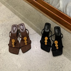 批发法式极简蝴蝶结高跟露趾一字拖鞋配裙仙女风巨温柔日常百搭凉拖鞋