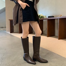 批发DIAIRIZ 爆款欧美风尖头长筒靴女夏季粗跟显瘦百搭骑士靴增高靴子