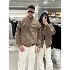 批发2025时尚美式复古千鸟格毛呢外套时尚痞帅高级感休闲潮牌男夹克
