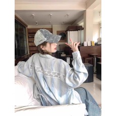 批发后背镂空蕾丝拼接防晒衬衫女夏季设计感衬衣独特漂亮小衫上衣薄款