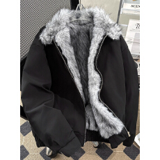 批发座山雕貂毛棉服夹克嘉盛羊羔绒男款<b class='q'>冬</b>季加厚防寒保暖毛领棉袄子