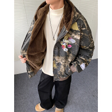 批发座山雕毛茸加厚牛仔棉服棉衣男鸿锐世家加绒保暖休闲连帽夹克<b class='q'>冬</b>