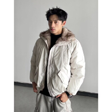 批发秋季新款<b class='q'>男士</b>拼接连帽<b class='q'>夹克</b><b class='q'>外套</b>美式潮牌宽松休闲百搭简约男冲锋衣