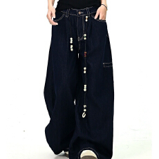 批发原版质量带配件解构弯刀西裤男女秋铆钉高级<b class='q'>休闲</b>垂坠阔腿裤子