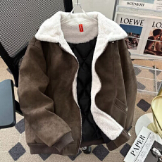 批发百搭潮流羊羔毛外套<b class='q'>男</b>冬季2025新款皮毛一体羊羔绒棉服翻领棉衣潮