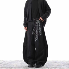 批发美式复古街头可拆方巾牛仔裤男女2025新款宽松显瘦阔腿弯刀裤潮