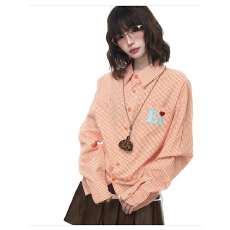 批发原版1:1 直播品质款/美式复古格子长袖衬衫刺绣春秋百搭开衫上衣