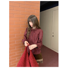 批发原版原料1:1 直播品质/绑带格纹衬衫韩版小众甜美小个子<b class='q'>长袖</b>衬衣