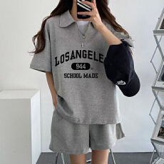 批发韩版时尚<b class='q'>运动服</b>套装女夏季新款宽松短袖短裤休闲两件套