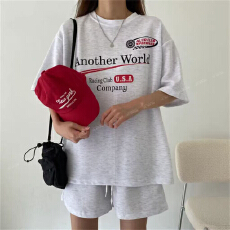 批发韩版时尚<b class='q'>运动服</b>套装女夏季新款宽松短袖短裤休闲两件套