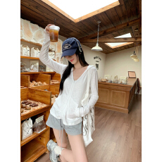 批发夏季防晒韩版纯欲连帽口袋百搭纯色竹节棉拉链<b class='q'>长袖</b><b class='q'>开衫</b>外套