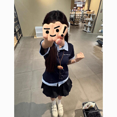 批发短袖<b class='q'>t</b><b class='q'>恤</b>女装夏新款韩系复古格子假两件刺绣花POLO领上衣