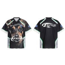 批发2026新款原版做工球衣面料美式高街V领赛车服短袖T恤男女情侣夏季