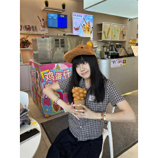 批发原版全棉/版型做工1：1/适合品质店/短袖衬衫格纹短款衬衣甜辣风