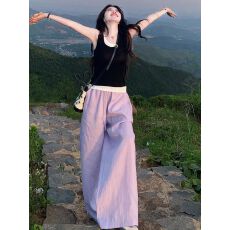 批发韩系绝美外穿撞色假两件小吊带背心女夏内搭短款抹胸长裤套装