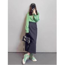 批发tmue热卖款超好看独特漂亮绿色<b class='q'>衬衫</b>半裙两件套装女2025新款早春款