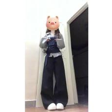 批发春装<b class='q'>女</b>韩系穿搭套装撞色拼接假两件收腰长袖上衣阔腿<b class='q'>长裤</b>两件套潮