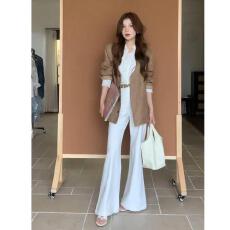 批发2026年春季<b class='q'>时尚</b>新款轻职风套装法式气质外套修身打底衫宽松阔腿裤