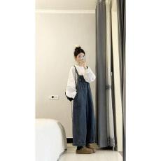 批发2026春季新款韩版高级感白色衬衫搭配牛仔<b class='q'>背带裤</b>减龄气质两件套<b class='q'>女</b>