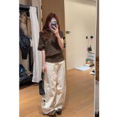 批发早春穿搭一整套女2026新款韩版斜肩短袖<b class='q'>针织衫</b>百搭休闲裤两件套女