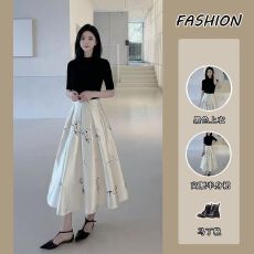 批发<b class='q'>套装</b>女2026春夏季新款法式高级感修身短袖T恤上衣高腰显瘦半身裙