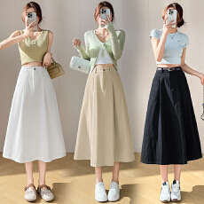 批发实拍2026春夏季新款全棉洗水时尚显瘦a字裙<b class='q'>百搭</b>休闲中长款半身裙