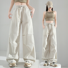 批发实拍2026夏季新款时尚高腰速干阔腿束脚两穿休闲<b class='q'>运动</b>工装裤