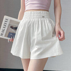 批发实拍2026夏季新款棉麻<b class='q'>高腰</b>宽松休闲显瘦阔腿百搭短裤女 有内衬