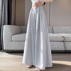 批发实拍2026阔腿裤裙<b class='q'>女</b>夏季新款薄款裤子高腰垂感休闲裤裙白色有内衬
